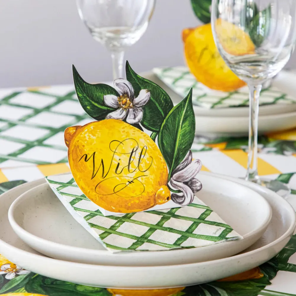 Hester & Cook Green Lattice Cocktail Napkin Set