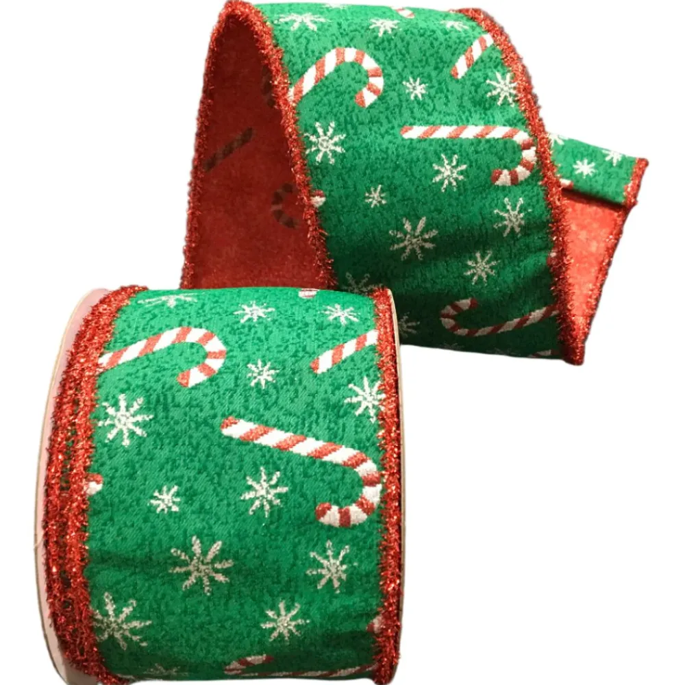 Direct Export Co. Green Peppermint Candy Cane Ribbon, 4" X 10YD