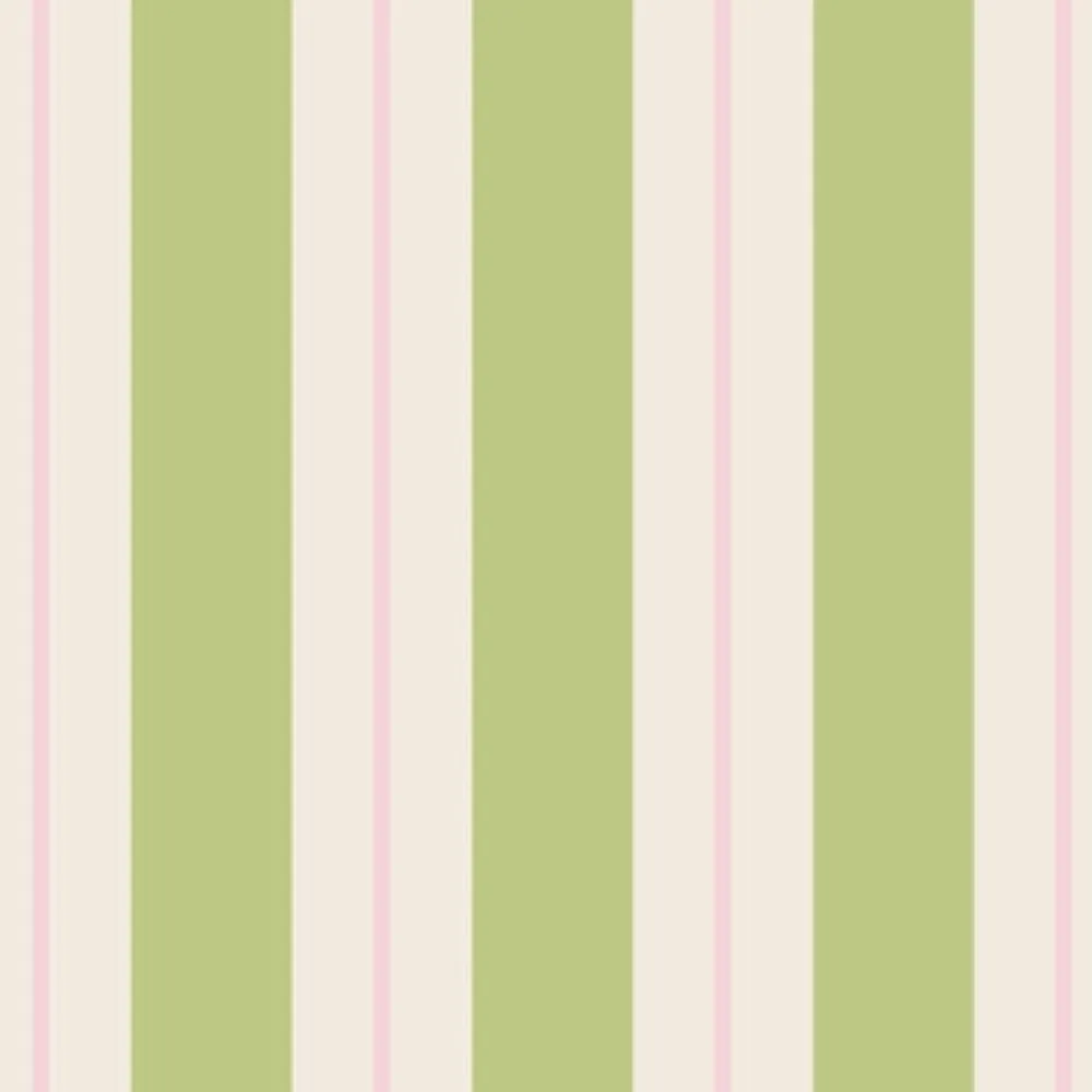 Hester & Cook Green & Pink Awning Stripe Cocktail Napkin Set