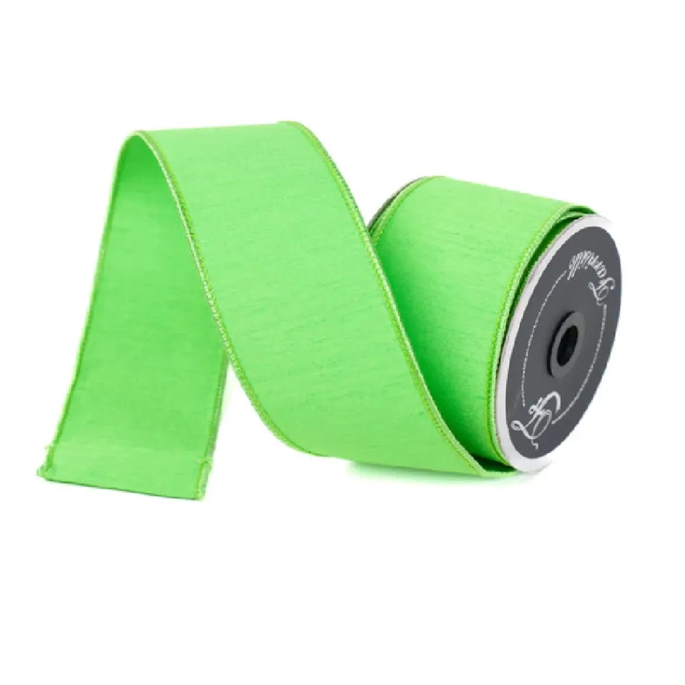 Farrisilk Green Sherbet Dupion Ribbon, 2.5" X 10YD