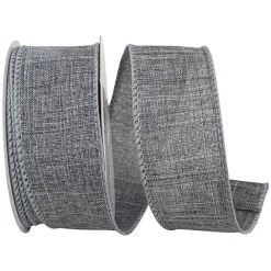 Reliant Ribbon Grey Linen Ribbon, 1.5" X 10YD