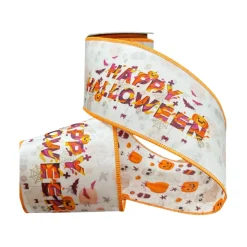 D. Stevens Grosgrain Happy Halloween Pumpkin Ribbon, 4" X 10YD