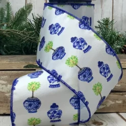 D. Stevens Grosgrain Printed Urn Ribbon, 4" X 10YD