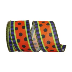 Reliant Ribbon Halloween Festive Dot Linen Ribbon, 2.5" X 10YD