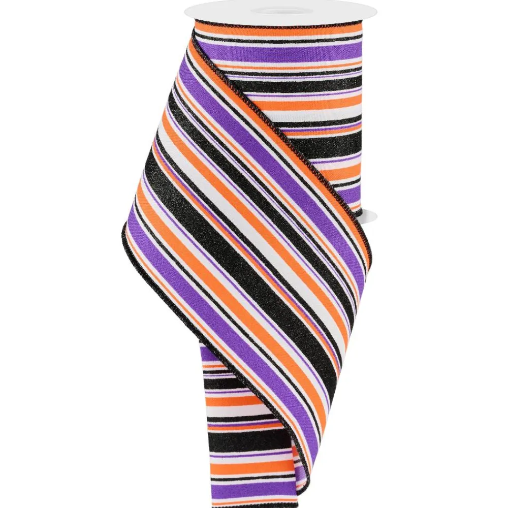 Craig Bachman Halloween Vertical Stripe Ribbon, 4" X 10YD