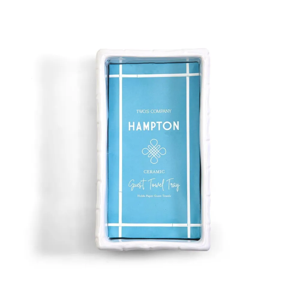 Two's Company Hampton Faux Bamboo Fretwork Guest Towel Tray