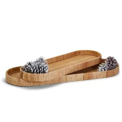 Two's Company Hand-Crafted Natural Rattan Tray