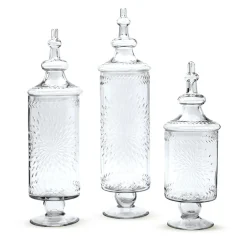 Two's Company Hand-Etched Footed Apothecary Jars