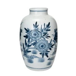 Creative Coop Hand-Painted Chinoiserie Floral Vase