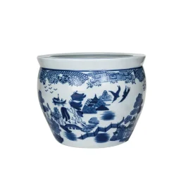 Creative Coop Hand-Painted Stoneware Planter