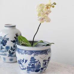 Creative Coop Hand-Painted Stoneware Planter