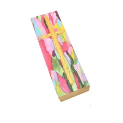 Trade Cie Hand Painted Wood Cross Block