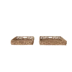Creative Coop Hand-Woven Water Hyacinth and Rattan Tray