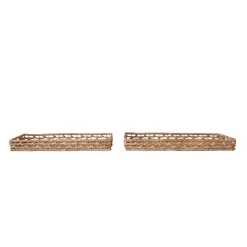 Creative Coop Hand-Woven Water Hyacinth and Rattan Tray