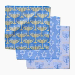 Geometry Hanukkah Lights Dishcloth Set