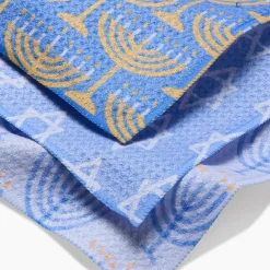 Geometry Hanukkah Lights Dishcloth Set