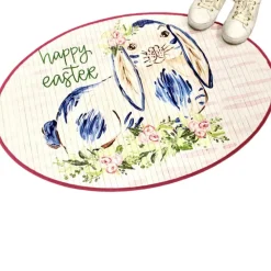 Trade Cie Happy Easter Bunny Oval Bamboo Mat