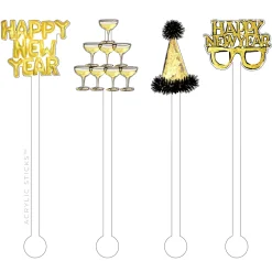 ACRYLIC STICKS, LLC Happy New Year Acrylic Stir Stick Set
