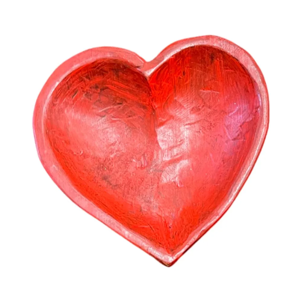 Forever Green Art Heart Dough Bowl, Red