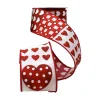 D. Stevens Heart Patchwork Red Ribbon 2.5” x 10yds