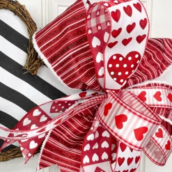 D. Stevens Heart Patchwork Red Ribbon 2.5” x 10yds