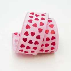 Farrisilk Hearts on Light Pink Ribbon 2.5"X10YD