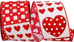 Reliant Ribbon Hearts Patchwork Ribbon, 2.5" X 10YD