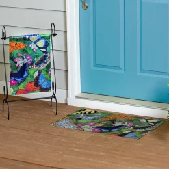 Evergreen Hello Butterflies Washable Indoor/Outdoor Mat