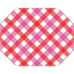 RosanneBeck Collections Hot Pink and Red Check Posh Placemat Set