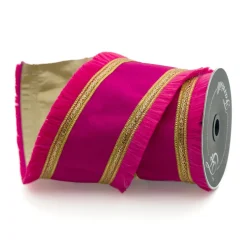 Farrisilk Hot Pink Festival Fringe Ribbon, 4" X 10YD