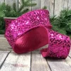 D. Stevens Hot Pink Metallic Sequin Ribbon, 2.5" X 10YD