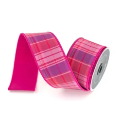 Farrisilk Hot Pink Sweetheart Plaid Ribbon, 2.5" X 10YD