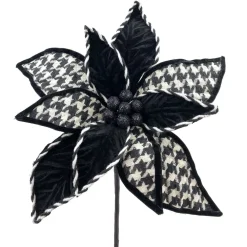 Liberty Floral Houndstooth Poinsettia Pick