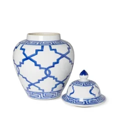 Park Hill Imperial Greek Key Ginger Jar, Blue