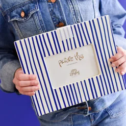 Happy Everything Indigo Skinny Stripe Mini Rectangle Frame by !
