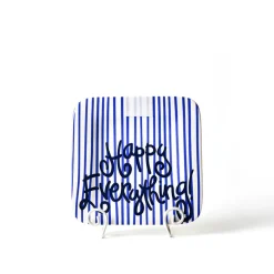 Happy Everything Indigo Skinny Stripe Mini Square Entertaining Platter by !