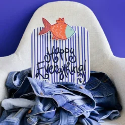 Happy Everything Indigo Skinny Stripe Mini Square Entertaining Platter by !