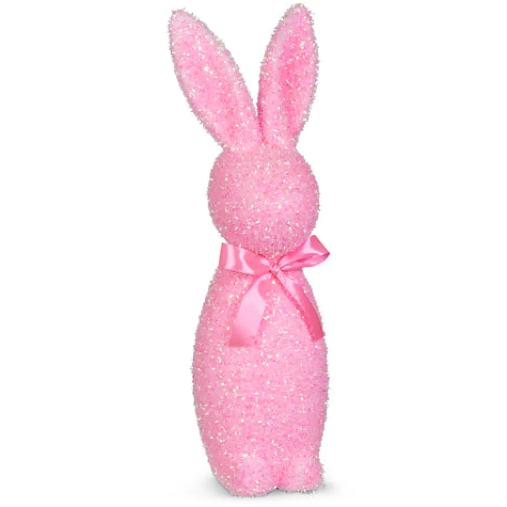 RAZ Iridescent Pink Flocked Bunny