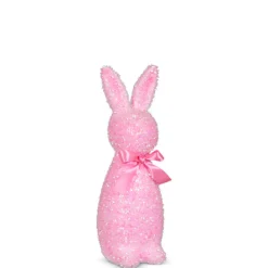 RAZ Iridescent Pink Flocked Bunny