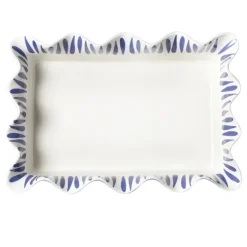 Coton Colors Iris Blue Drop Ruffle Casserole Dish