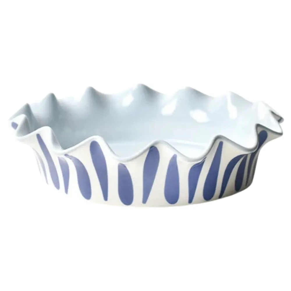 Coton Colors Iris Blue Drop Ruffle Pie Dish