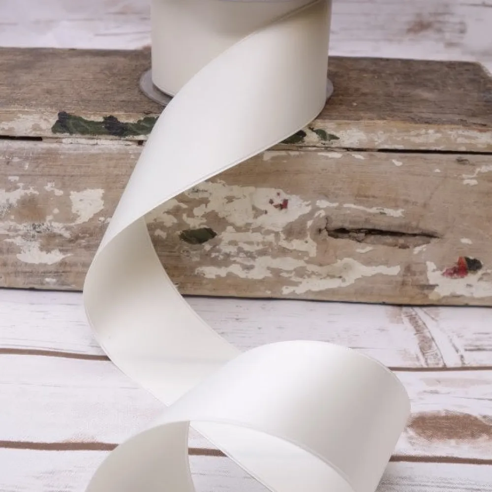 D. Stevens Ivory Double Face Swiss Satin Ribbon, 5/8" X 27YD