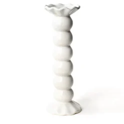 Coton Colors Large Ruffle Knobbed Candle Holder, Signature White