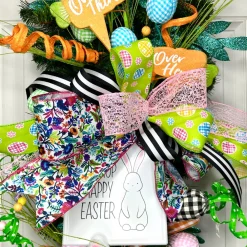 D. Stevens Lime Easter Egg and Daisy Ribbon, 2.5" X 10YD