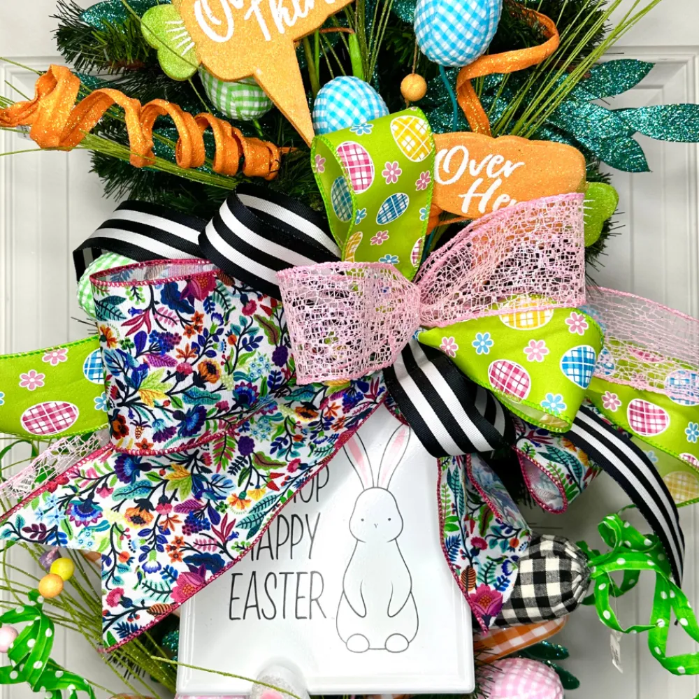 D. Stevens Lime Easter Egg and Daisy Ribbon, 2.5" X 10YD