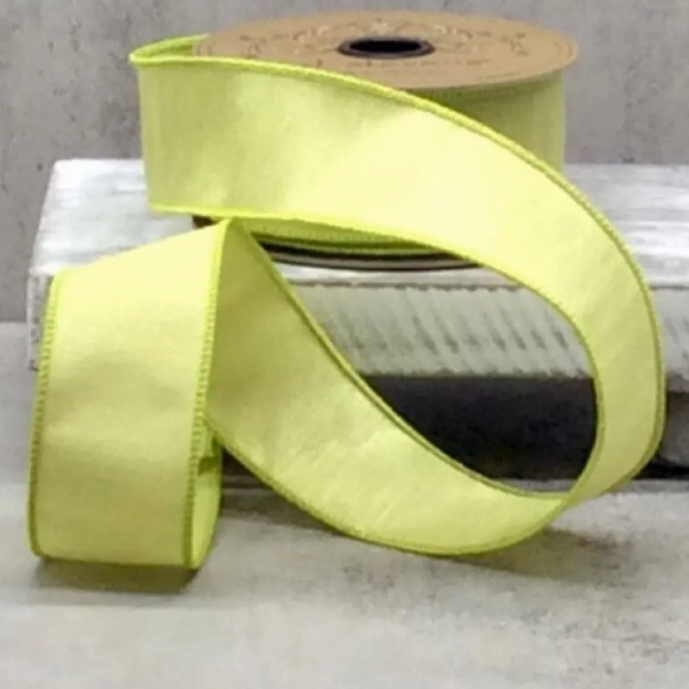 D. Stevens Lime Faux Dupion Ribbon, 1.5" x 10YD