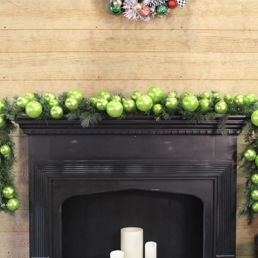 Farrisilk Lime Green Ball Garland, 10'