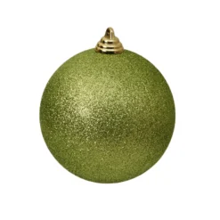 Farrisilk Lime Green Glitter Ball Ornament, 4"