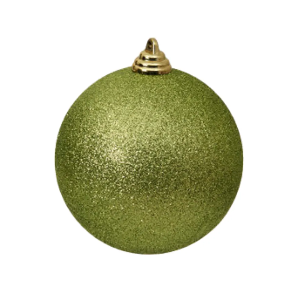 Farrisilk Lime Green Glitter Ball Ornament, 6"