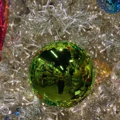 Farrisilk Lime Green Shiny Ball Ornament, 4
